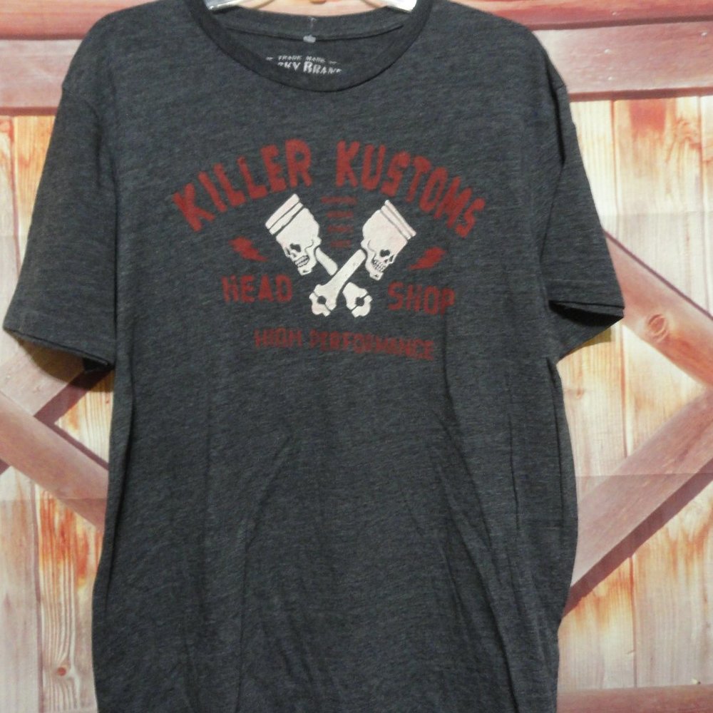 Lucky Brand Killer Kustoms Head Gear graphic T~EUC~biker~Distressed